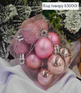 Набор игрушек 30 мм Розовые, Китай, 12 шт, коробка, (глитер, матовые, глянцевые) 630001 фото