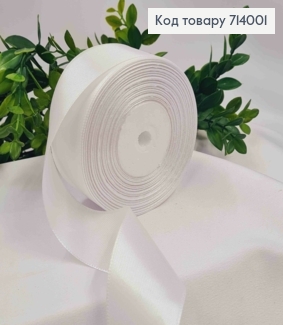 Лента атласная БЕЛАЯ (цвет 001), ширина 4см, длина 36 ярдов (33м) 714001 фото