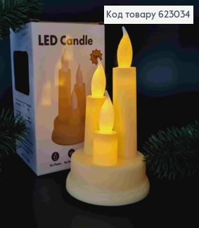 Декоративный LED фонарик 13,5см "Свеча" теплого цвета, МОЛОЧНОГО цвета, без батареек 623034 фото
