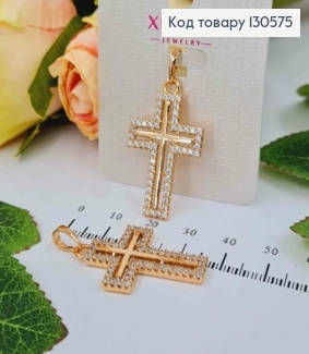 Крестик в ободке из камней, 3*2см, Xuping 18K 130575 фото