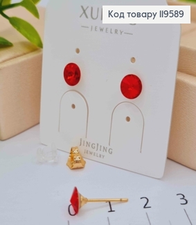Сережки гвіздки з Червоним каменем Сваровські, 0,6см,  Xuping 18К 119589 фото