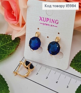 Серьги, "Вирджиния" с большим Синим камешком, 1,5см, англ. застежка, Xuping 18K 115984 фото