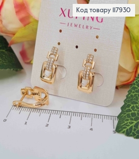 Серьги украшены Блестящими камешками, 1,7см, английская застежка, Xuping 18K 117930 фото