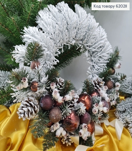 Вінок з хвої з іграшками біле напилення  в ас. 620211 фото 10