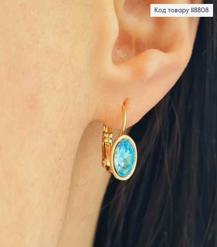 Сережки з Овальним Блакитним каменем Сваровскі (1см), довж. 1,9 Xuping 18К 118808 фото 2