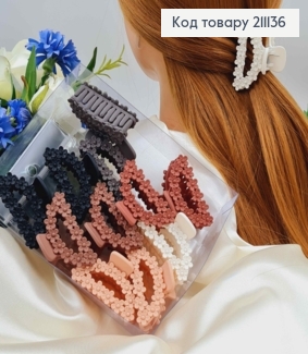 Краб пластик 5см, овальный в цветочках, в ассортименте. 211136 фото