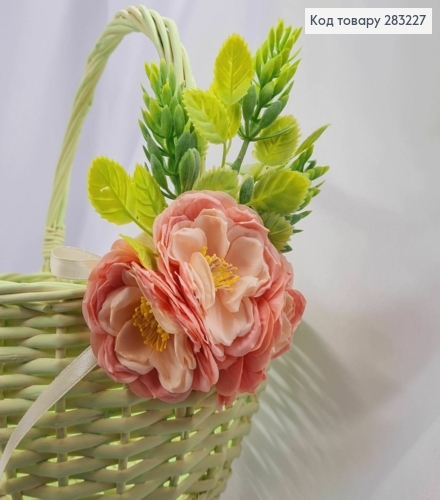 Повязка для корзины "Три цветочка", розовых оттенков на завязках, 15*14см, Украина 283227 фото 1