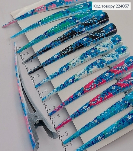 Заколка стрела металл разноцветные цветочки 12,5 см 224037 фото 1