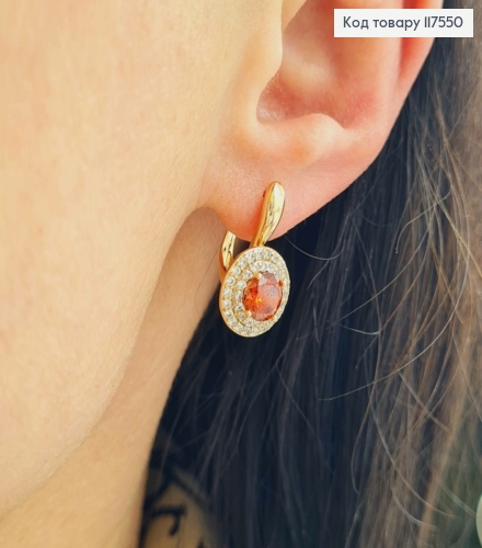 Серьги "Сияние Ночи", с камнем Медного цвета в оправе из камней,1,9см, англ. зам., XUPING 18K 117550 фото 2