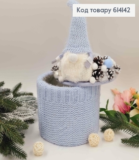 Декоративна коробка 14*17см, БЛАКИТНА, з декорованою кришкою з Гномиком, 21см, ручна робота, Україна 614142 фото