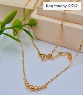 Цепочка КАКОРНОЕ плетение с бусинками разного размера, длина 42+3см, Xuping 18К 121742 фото