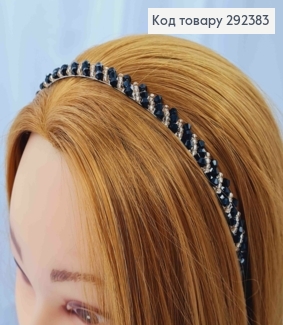 Обруч метал, ЧОРНО-ПУДРОВОГО кольору,  плетений Бісером і Стеклярусом, ширина 1см 292383 фото