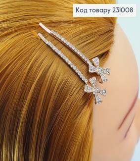 Заколка невидимка металл Бантик 6 см 2 шт / уп. цена за уп. 231008 фото