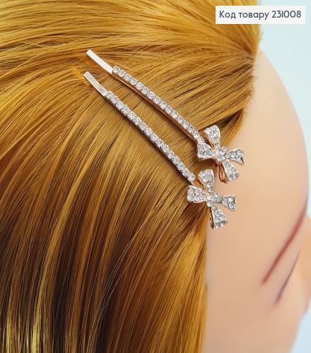 Заколка невидимка металл Бантик 6 см 2 шт / уп. цена за уп. 231008 фото 1