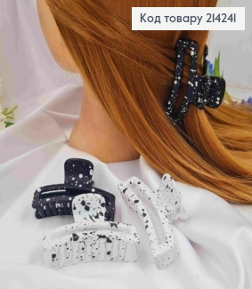 Краб пластик, прямоугольный с хаотическими пятнами, 6,5см, черного и белого цветов. 214241 фото