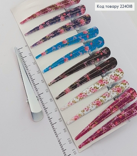 Заколка стрела металл разноцветный цветы 7,5 см уп. 224018 фото 1