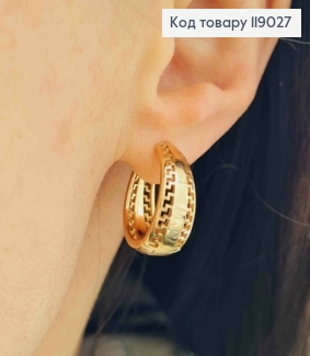 Сережки кільця ВЕРСАЧЕ розширені до низу, діаметр 1,9см, Xuping 18K 119027 фото