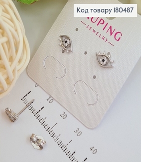 Серьги гвозди Всевидящее око с камнями родованные Xuping 180487 фото