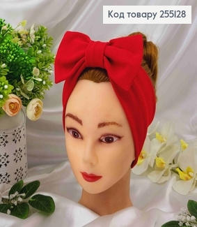 Повязка Бант, детская рубчик, Красного цвета, 19*8см, ручная работа, Украина. 275081 фото
