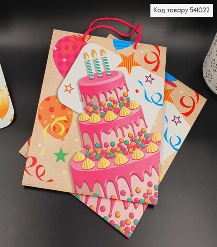 Пакет бумажный средний праздничный торт 32х26 см в асс. 541022 фото 2