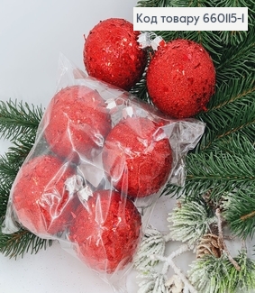 Набор шаров 60мм Луска Красная 6шт/уп., Украина 660115-1 фото