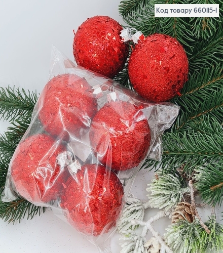 Набір куль 60мм Луска ЧЕРВОНА  6шт/уп, Україна 660115-1 фото 1