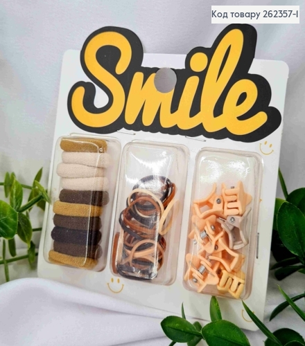 Набір дитячих : резинки Мікрофібра/ Силіконові +  Крабіки "Зірка", Пастельних кольорів 262357-1 фото 1