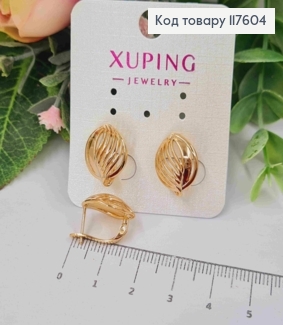 Серьги "Золотые Листья", 1,5см, англ. застежка, Xuping 18К 117604 фото