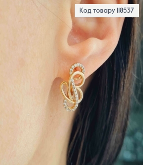 Серьги "Виктория" украшены Блестящими камешками, 1,9см, английская застежка, Xuping 18К. 118537 фото