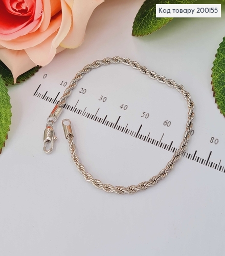 Браслет родованный, плетение шнурочок 19см Xuping  200155 фото 1