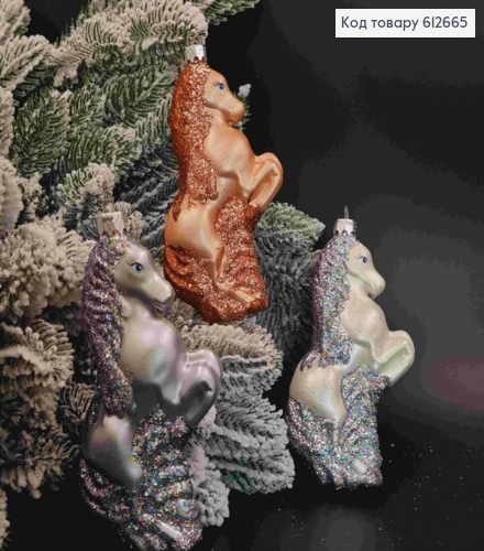 Фигурка с блеском "КОНЬ" (белый, пудра, серебро) 13*6*2,8см, в ассортименте, пластик, Украина 612665 фото 1