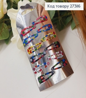 Заколка Тік-так Смайли кольорові, 2,8см, 12шт/уп 273116 фото
