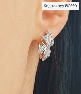 Серьги родированные с английской застежкой Волшебный цветок с камнями , 2 см  Xuping 180550 фото
