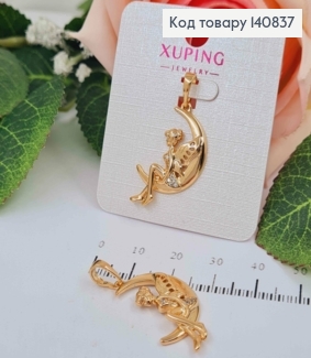 Кулон, Полумесяц с Феечкой, с камнями, Xuping 18К 140837 фото