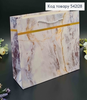 Пакет бумажный "Мрамор с золотой лентой" 32*26*11см. в ассорт. 542128 фото