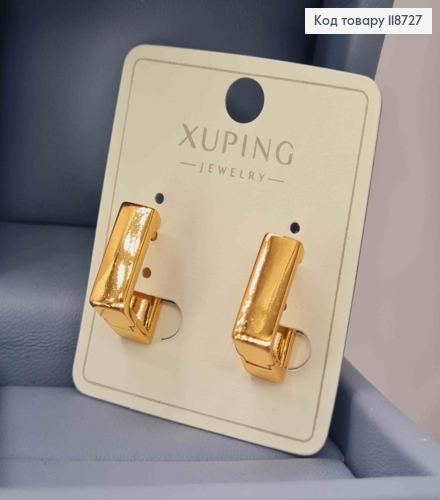 Серьги кольца, "Квадратные", 1,4*0,5см, Xuping 18К 118727 фото 2