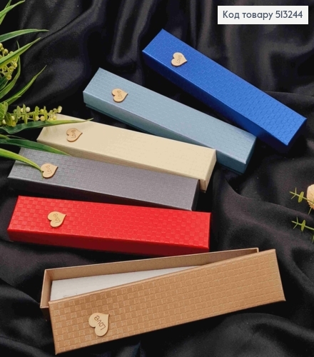 Коробочка длинная ювелирная с деревянным сердцем Love, размер 21*4*2,5см, белая среда, цвета в ассорт. 513244 фото 1