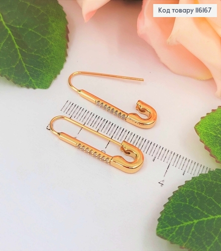 Серьги, "Шпильки" с камешками, 3,5см, Xuping 18K 116167 фото 1