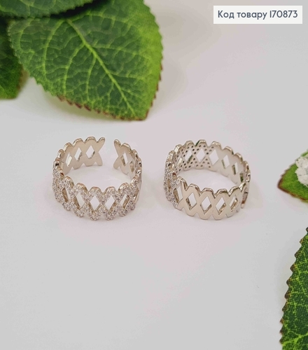 Кольцо родованное, "ДНК" в камнях, Xuping 170873 фото 1