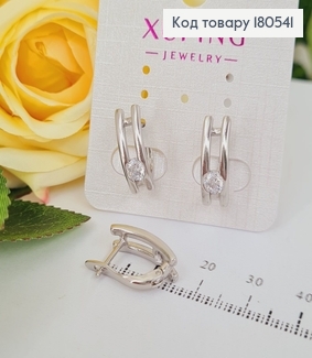 Серьги родированые с одним камнем, английская застежка 2*0,8см Xuping 180541 фото
