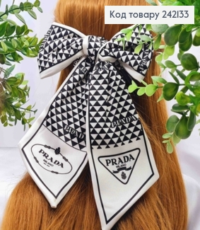 Резинка-трансформер PRADA (резинка 9см+ зав"язка 80см), БІЛО-чорна, ЯКІСНА 242133 фото