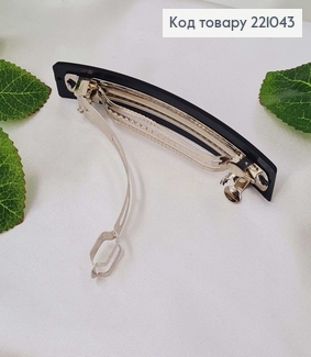 Заколка автомат прямой матовый 2*10,5см черный 221043 фото