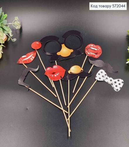 Фотобутафорія, Вуса, губки, окуляри, набір 10 предметів. 572044 фото 2