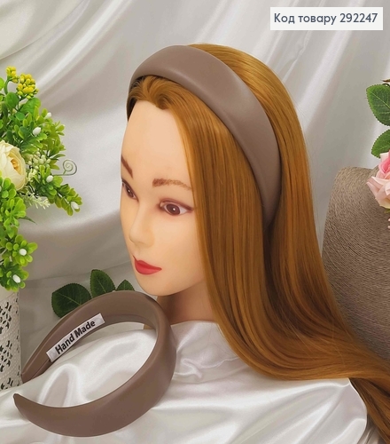 Обруч  широкий 4,5см , ЕКОшкіра, колір КАКАО,  ручна робота, Україна 292247 фото 1