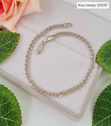 Браслет родований, плетіння Нонна, шир. 3мм, довж.20,5см, Xuping  200217 фото 1