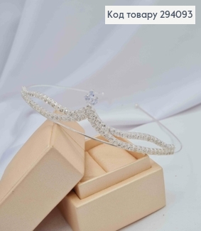 Диадема - маленькая Тиара под серебро с белыми/голубыми камешками, 2см самая высокая точка. 294093 фото