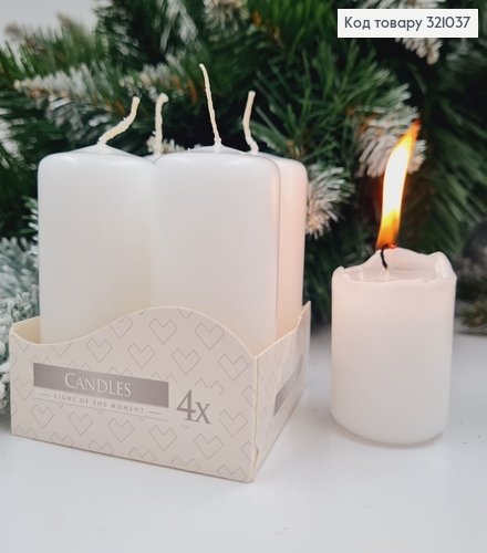 Набор свечей цилиндр Белая BISPOL 4 шт (9 год./80г), 40/80мм 321037 фото 1