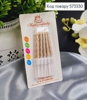 Свечи цвета пудра, с резной спиралькой, 10шт\уп. 4,5+3см 573330 фото