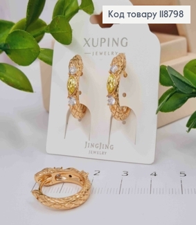 Сережки кільця "ЗМІЇ" прикрашені Блискучими камінцями Сваровскі,  діаметр 1,9см, Xuping 18К 118798 фото