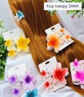 Набор: краб пластик глянцевый, "Гавайский Цветок", 3шт/уп, размер 7,5см, Цвета в ассортименте 214414 фото